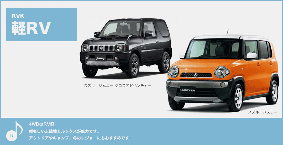 4WDの軽RV車。頼もしい走破性とルックスが魅力です。アウトドアやキャンプ、冬のレジャーにもおすすめです!