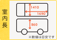 荷室幅1410x長さ1690x高さ860 (数値は目安です)